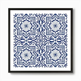 Classic Cobalt Blue Azulejo Large Panel Art Print