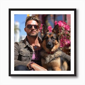 Man With A Dog Art Print