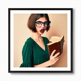 Portrait Of A Young Woman Reading A Book - I am smart. Art Print