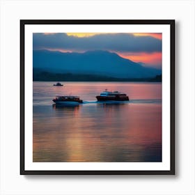 Sunset On The Lake 3 Art Print