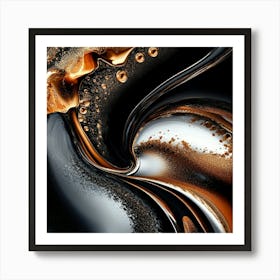 Warm Whirls: Abstract Coffee Art in Rich Browns and Creamy Whites 2 Art Print