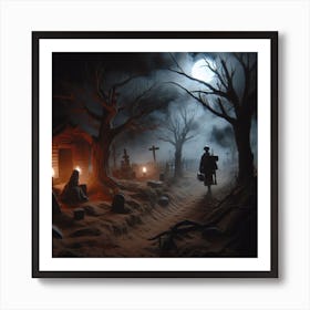 Haunted Cemetery Art Print