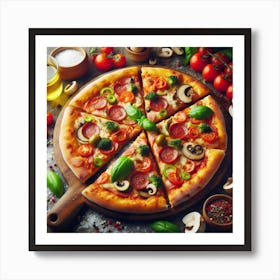 Pizza With Vegetables Art Print