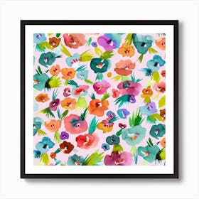 Tropical Watercolor Flowers Art Print