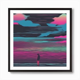 Minimalism Masterpiece, Trace In The Waves To Infinity + Fine Layered Texture + Complementary Cmyk C (28) Art Print