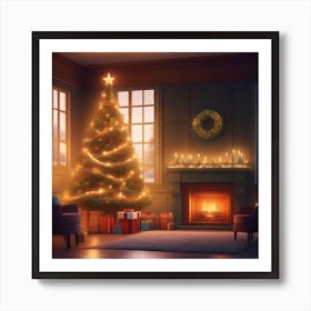 Christmas Tree In The Living Room 1 Art Print