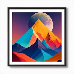 Moon Colour Mountain Art Print