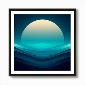 Moon Over The Ocean Art Print