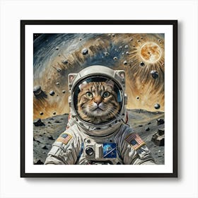 Cat On The Moon Art Print