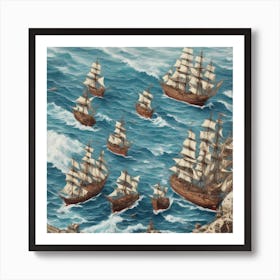 Ships In The Sea Art Print