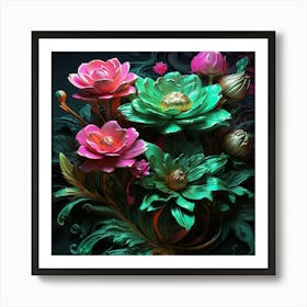 Neon Bloom Green Art Print 3 1 Art Print