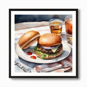 Hamburger On A Plate 199 Art Print