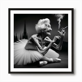 Old Lady Smoking A Cigarette Art Print