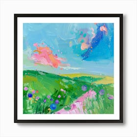 Pink Flowers In The Meadow Art Print