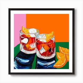 Negronis Orange Square Art Print