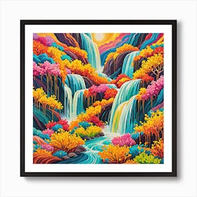 Waterfall Painting 3 Art Print