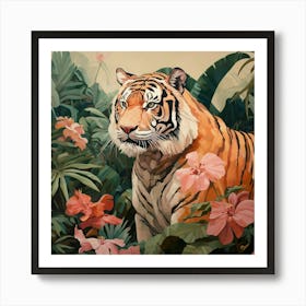 Tiger 6 Pink Jungle Animal Portrait Art Print