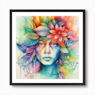 Chromatic Fusion Studio Canvas Art Prints - Watercolor Woman Eye I ( People > Body > Eyes art) - 37x37 in
