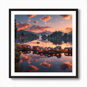 Sunrise Over Lake 2 Art Print