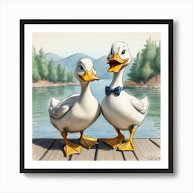 Ducks On A Dock Art Print