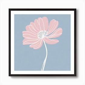 A White And Pink Flower In Minimalist Style Square Composition 682 Art Print