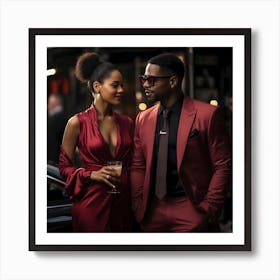 Black Couple Date Night Art Print