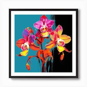 Andy Warhol Style Pop Art Flowers Monkey Orchid 3 Square Art Print