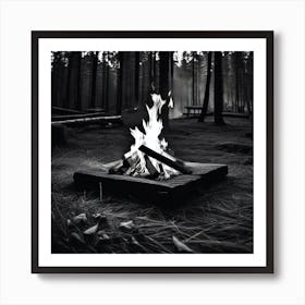 Campfire In The Woods 11 Art Print