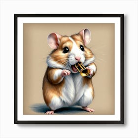 Hamster Playing A Trumpet 5 Art Print