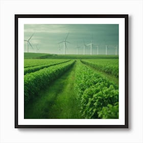 Windmills In The Field Art Print