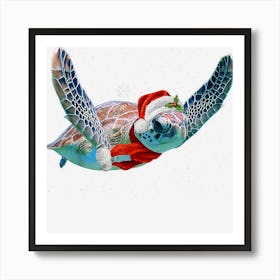 Sea Turtle Santa Christmas Hat For Turtle Lovers Art Print