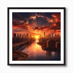 Sunset Over The City Art Print