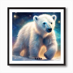 0 Baby Polar Bear Cub Close Up Walking Lit From One Esrgan V1 X2plus Art Print