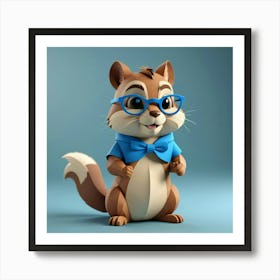 Cartoon Squirrel With Glasses 1 Art Print