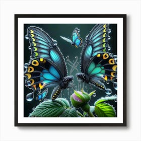 Butterflies On A Flower 1 Art Print