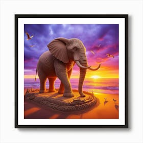 Elephant In The Sand Art Print