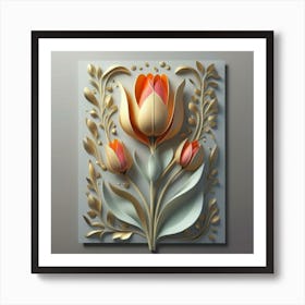 Decorated paper and tulip flower Art Print