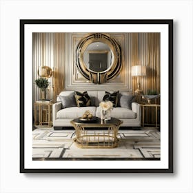 Gold Deco Living Room 1 Art Print