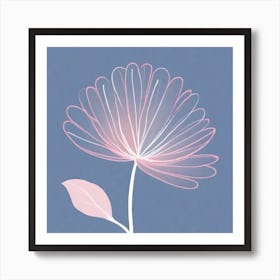 A White And Pink Flower In Minimalist Style Square Composition 592 Art Print