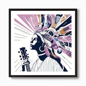 Strumming Soul The Passion of Art, Music, and Guitar. Art Print