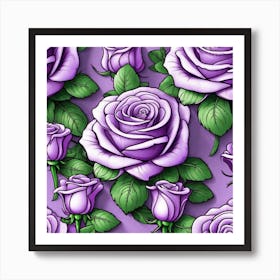 Purple Roses Seamless Pattern 2 Art Print