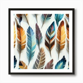 Feathers oil painting abstract painting art 2 Art Print