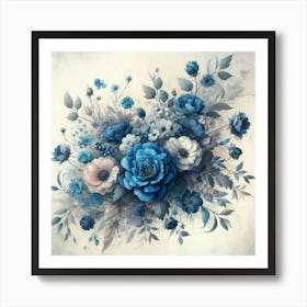 Blue Flowers Canvas Print Art Print