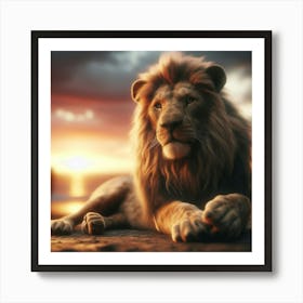 Lion At Sunset 2 Art Print