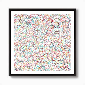 Water Drawings White Square Art Print