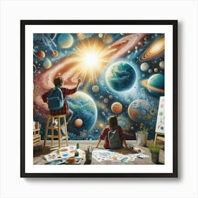 Kids In Space Art Print
