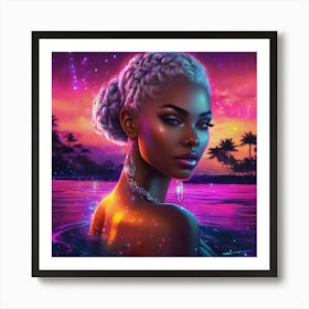 Beautiful Woman In The Water Art Print