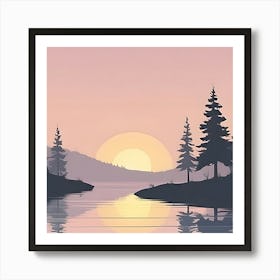 Sunset By The Lake Art Print