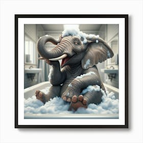 Elephant In The Bath Art Print