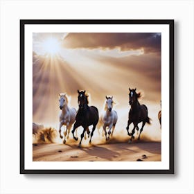Horses In The Desert Art Print